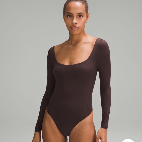 Wundermost ultra soft Nulu square neck long-sleeve bodysuit in espresso - Picture 1 of 4